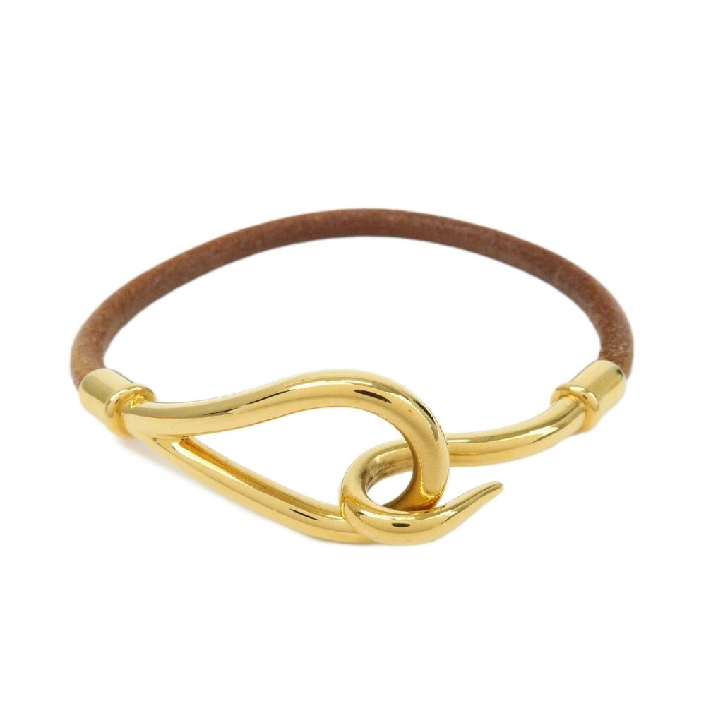 Hermes Jumbo Hook Leather Bracelet Brown